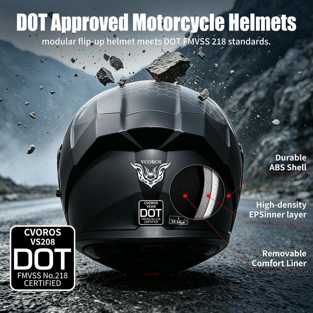 Flip Up Modular Motorcycle Helmet Dual Visor L157