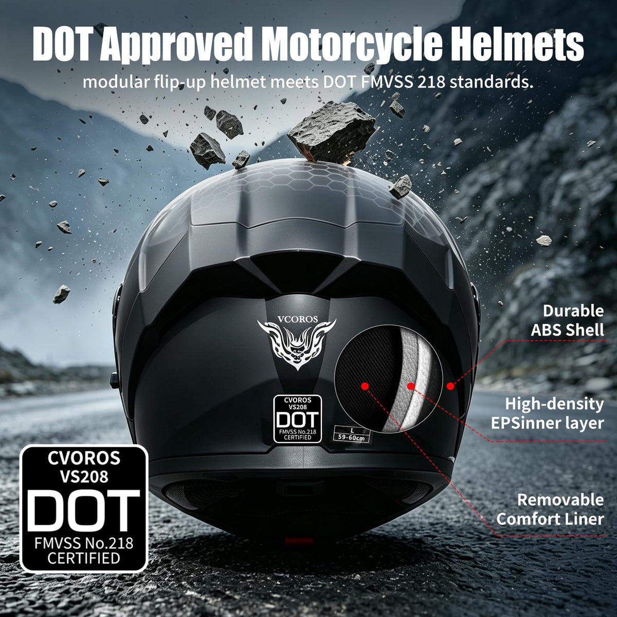 Flip Up Modular Motorcycle Helmet Dual Visor L157