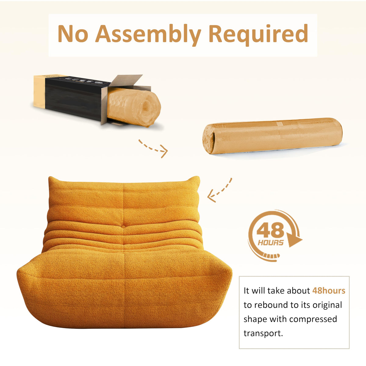 Yellow Memory Foam Bean Bag Chair F8918