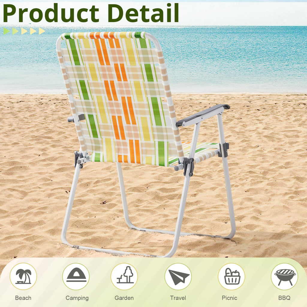 Set of 2 Yellow & Green Folding Patio Chairs X18448