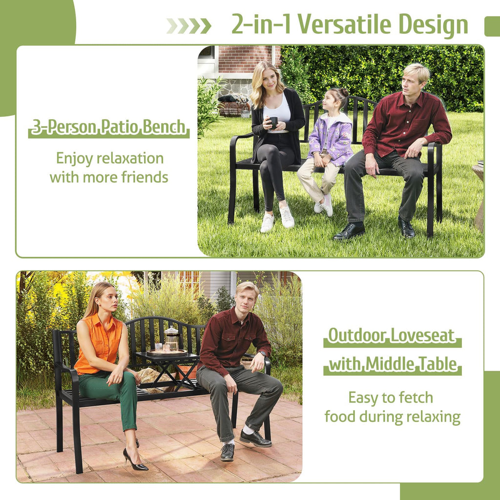 60” Metal Outdoor Garden Park Bench E95189