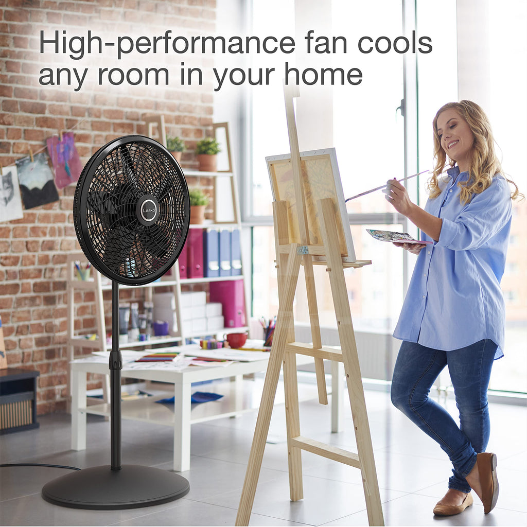 Oscillating Pedestal Fans with Adjustable Height, Timer, Remote Control and 3 Speeds I946397