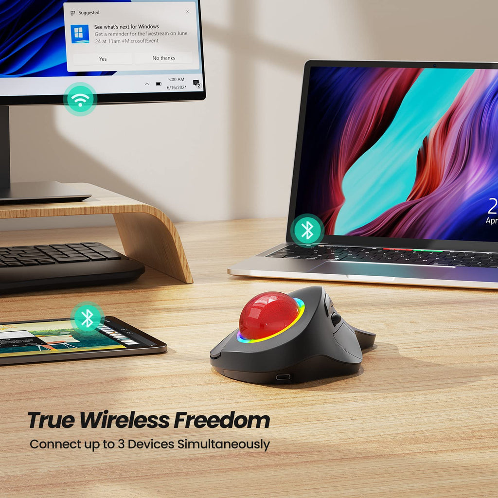 Wireless Ergonomic RGB Trackball Mouse R463703