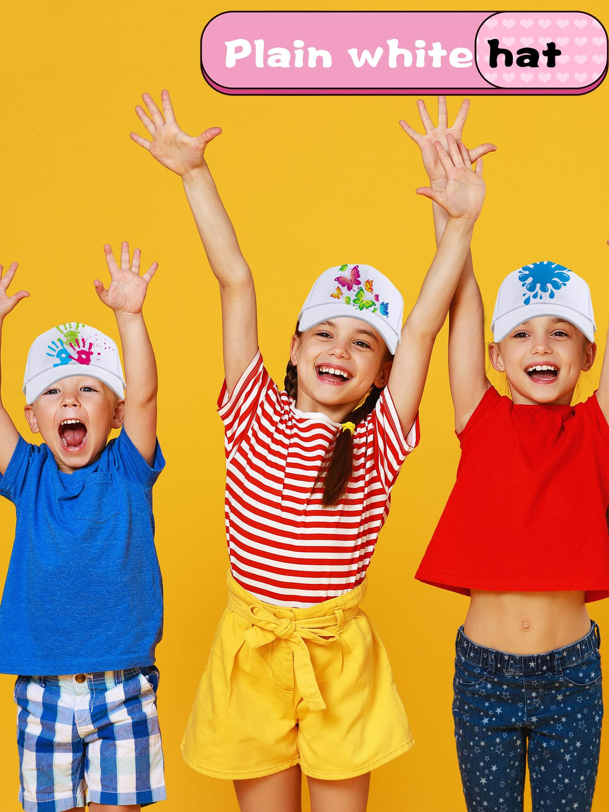 30 Pcs White Cotton Kids Baseball Cap E27377