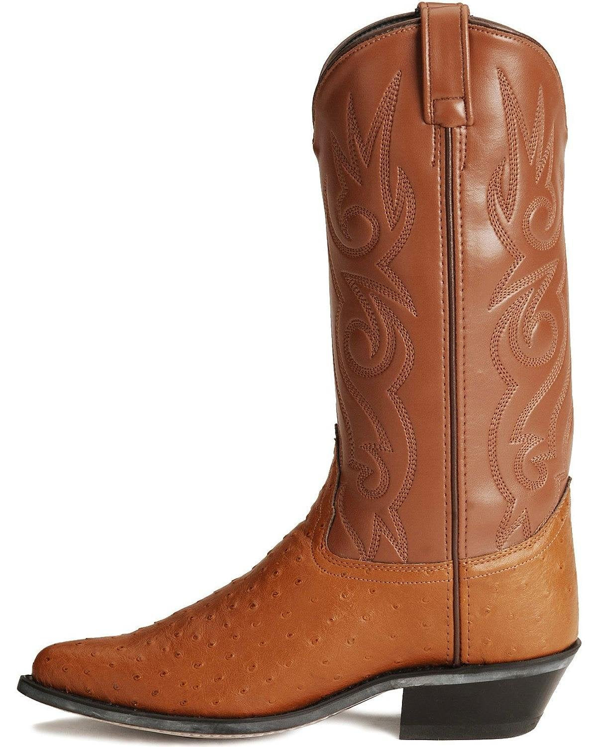 Cognac Ostrich Print Cowboy Boots F5189