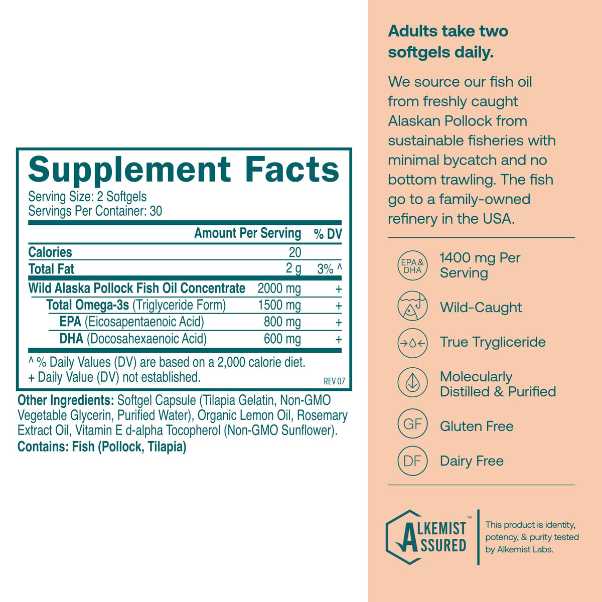 Omega-3 Fish Oil 60 Softgels 1400 mg EPA DHA S597988