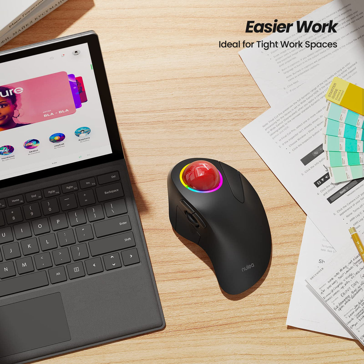 Wireless Ergonomic RGB Trackball Mouse R463703