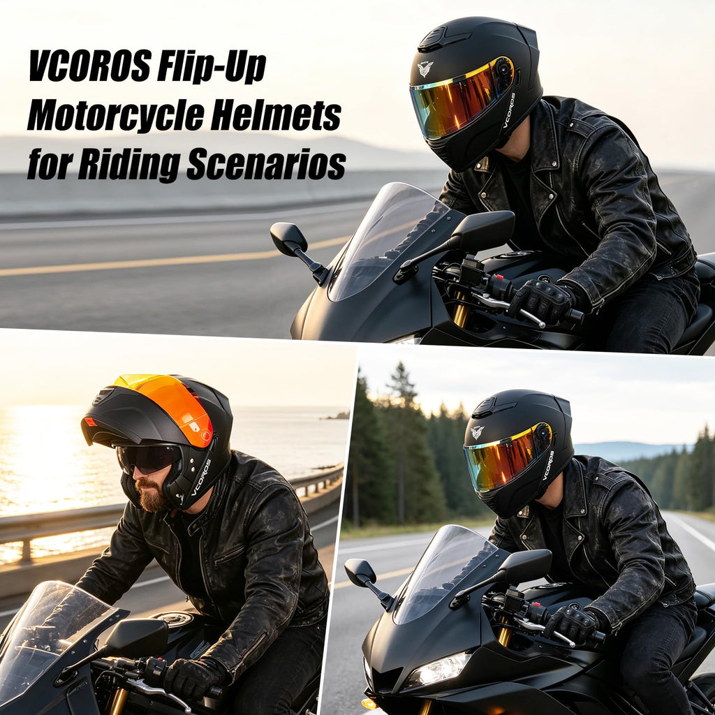 Flip Up Modular Motorcycle Helmet Dual Visor L157