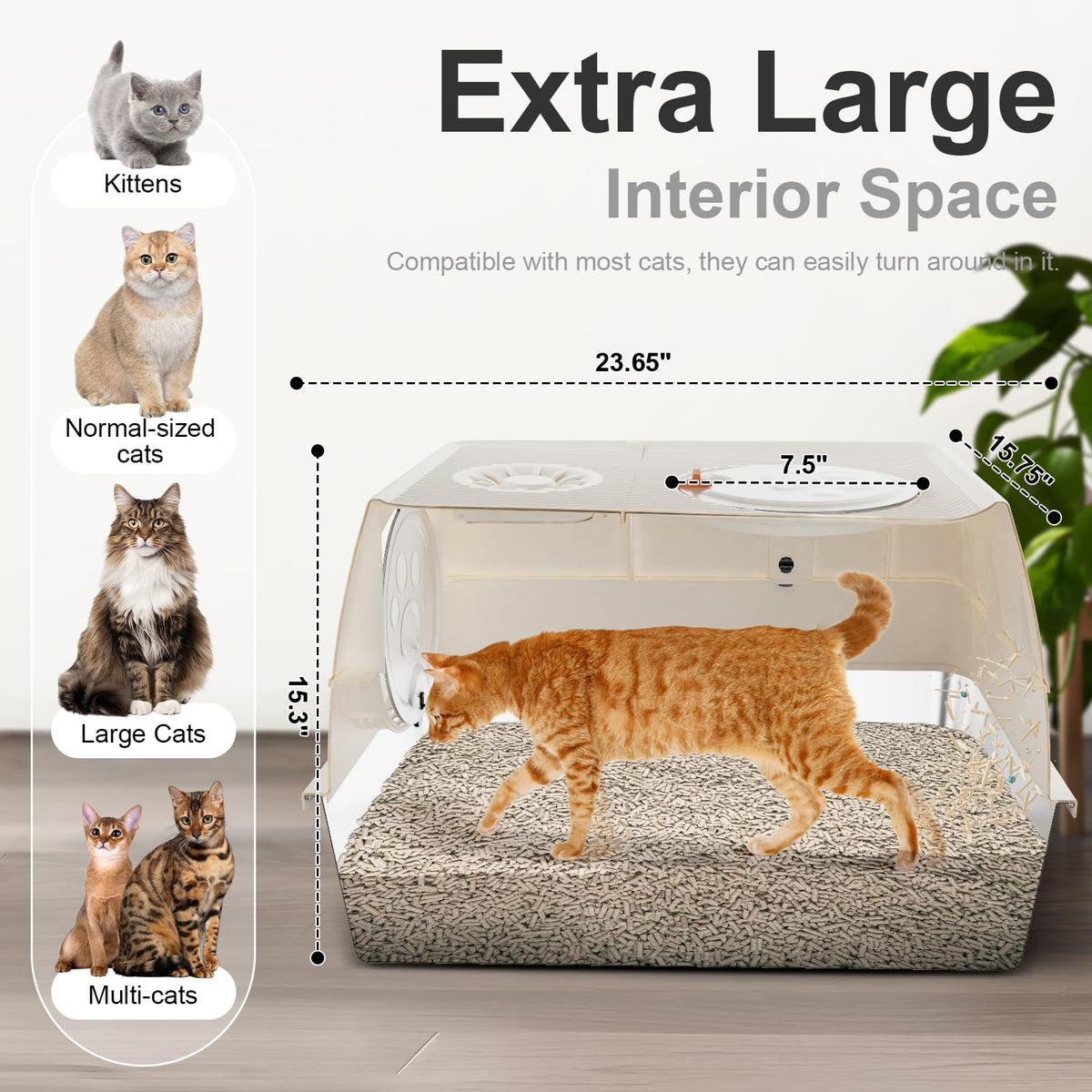 XL Stainless Steel Enclosed Litter Box with Lid H4721