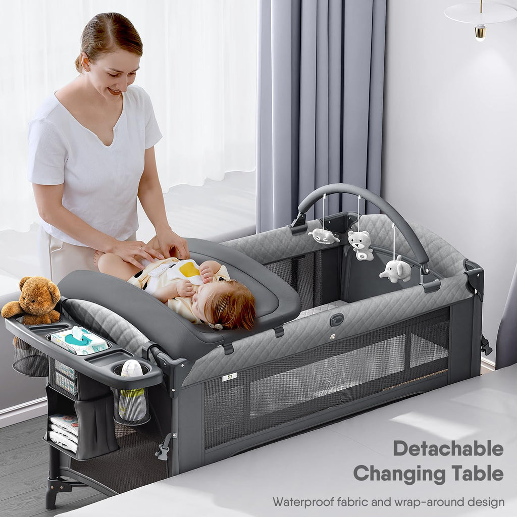 Baby Bassinet, Pack n Play, Bedside Crib Sleeper, Diaper Changer K777780