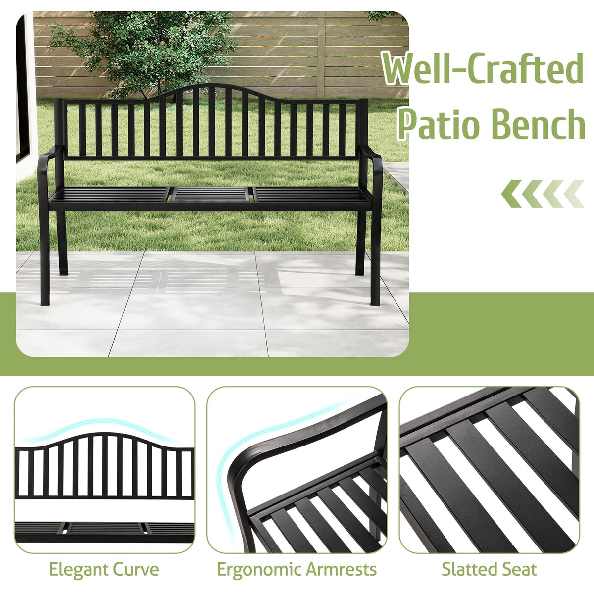 60” Metal Outdoor Garden Park Bench E95189