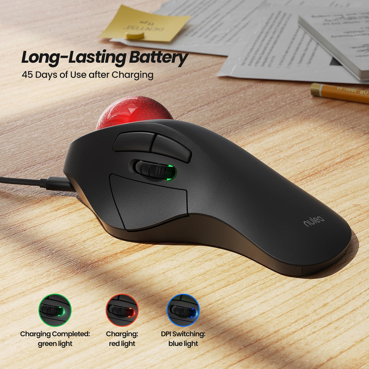 Wireless Ergonomic RGB Trackball Mouse R463703