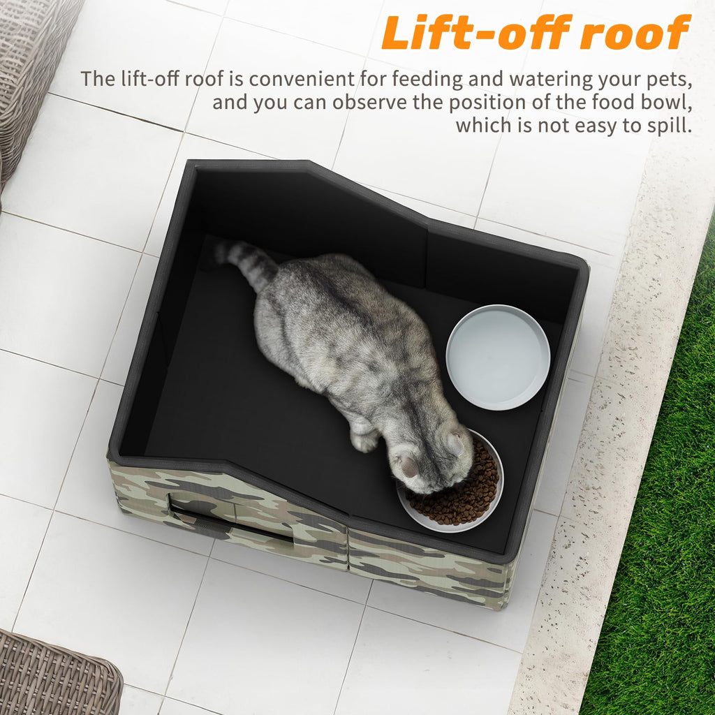 Weatherproof Collapsible Outdoor Cat House with Door and Soft Mat V341