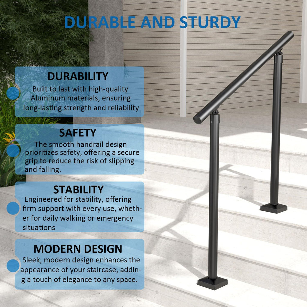 Aluminum Round Handrail for Steps & Stairs, 3ft E83721