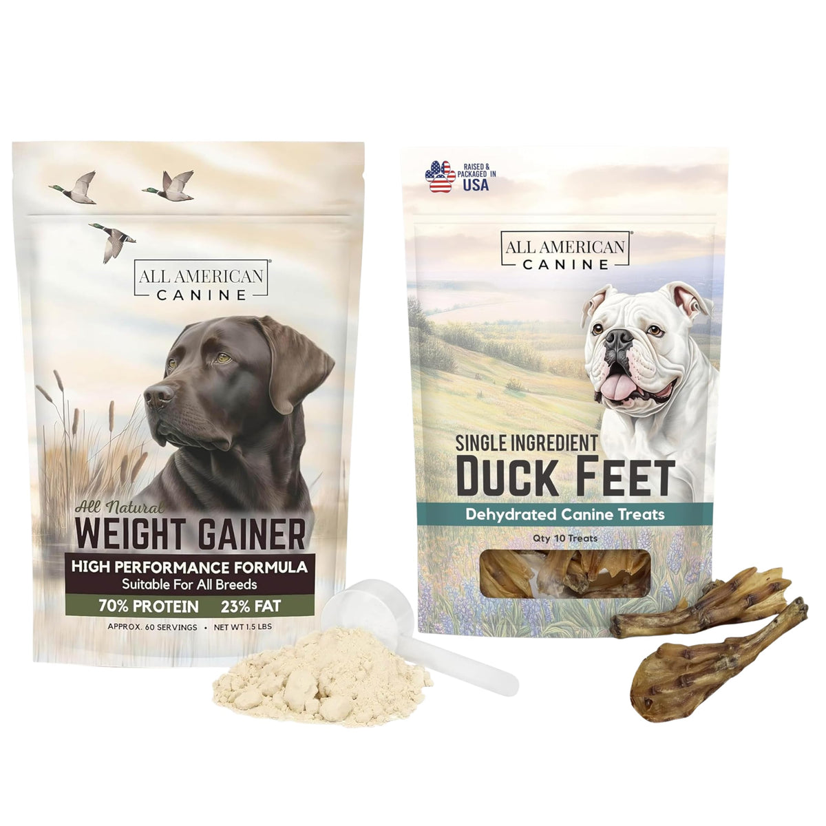 Dog Weight Gainer Powder & Duck Feet Bundle W60000