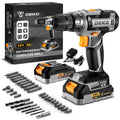 Cordless Power Drill 20V with 3/8-Inch Keyless Chuck, Variable Speed, 2 Batteries A410