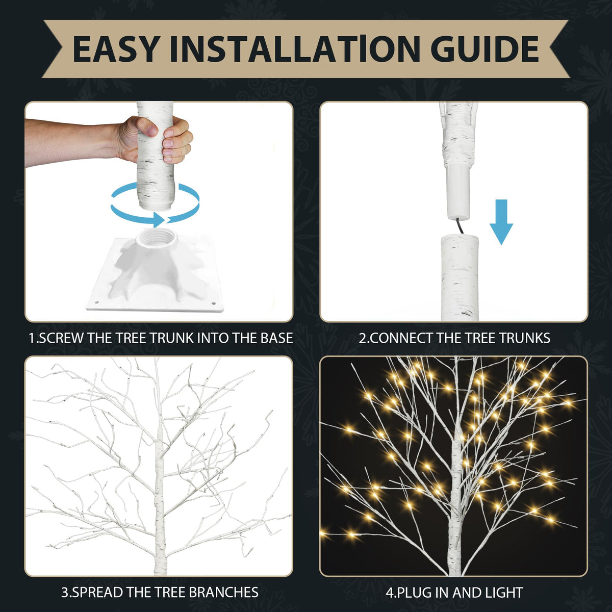 White Birch Tree Set with 246 LED Lights V22747