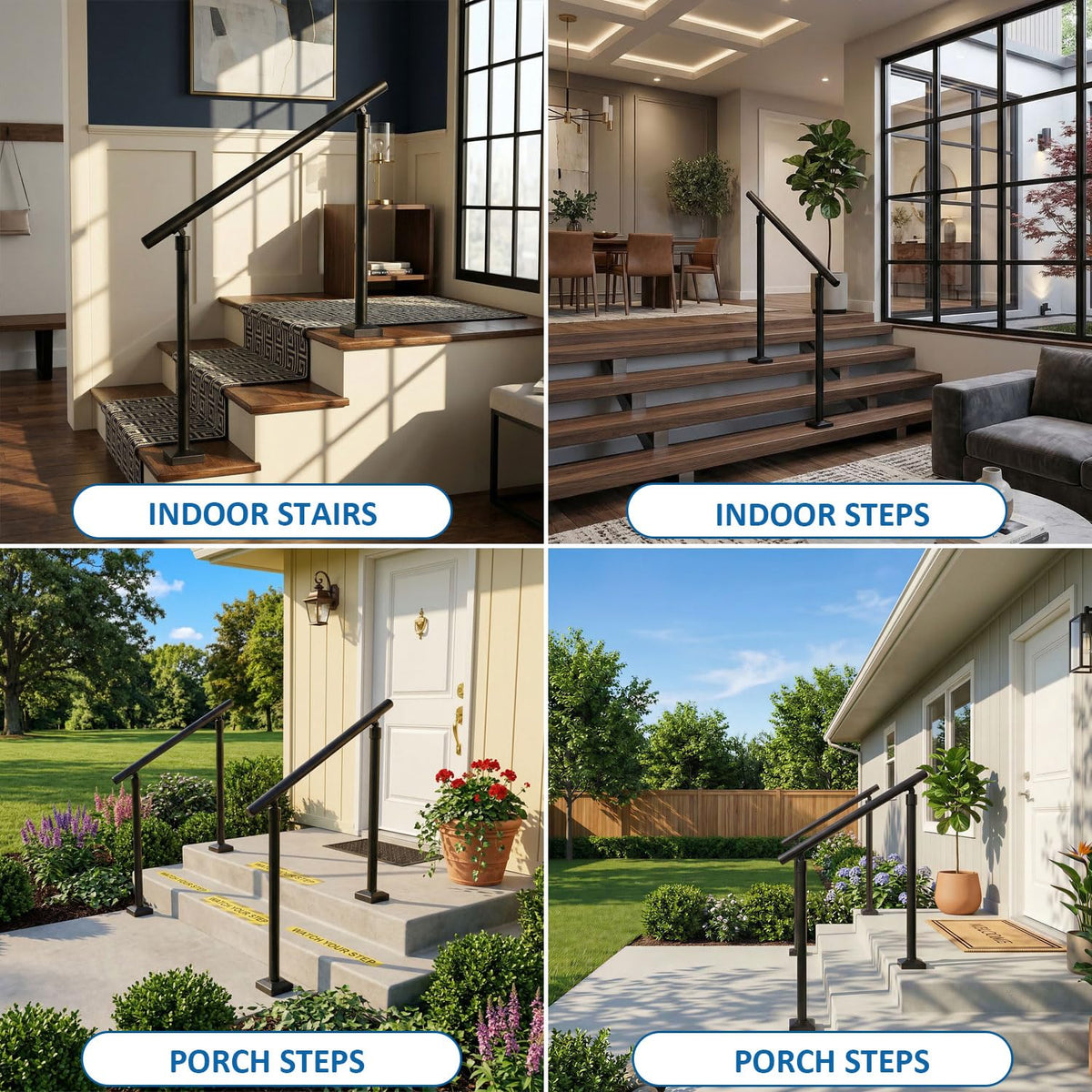 Aluminum Round Handrail for Steps & Stairs, 3ft E83721