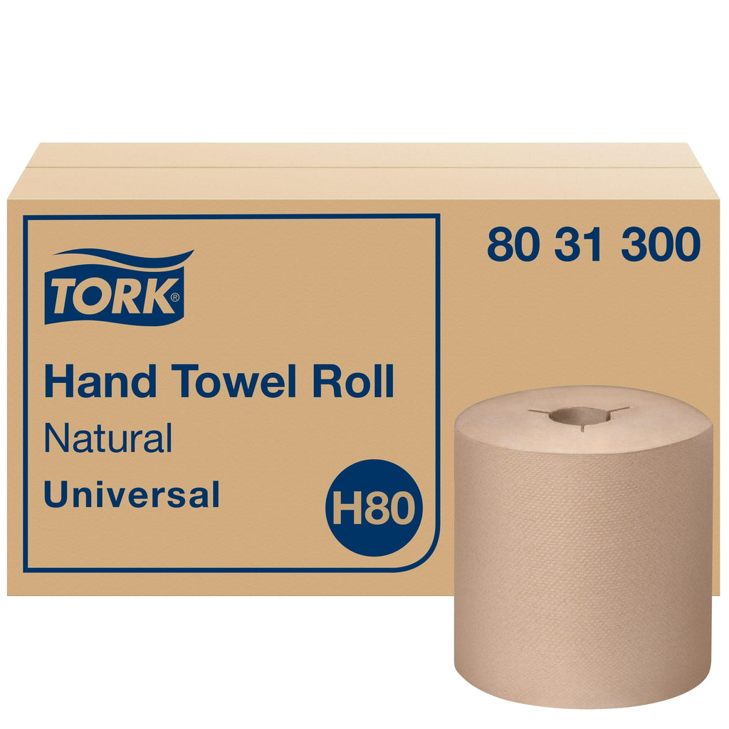 Natural Recycled Fiber Hand Towel Roll, 6 Rolls X46566