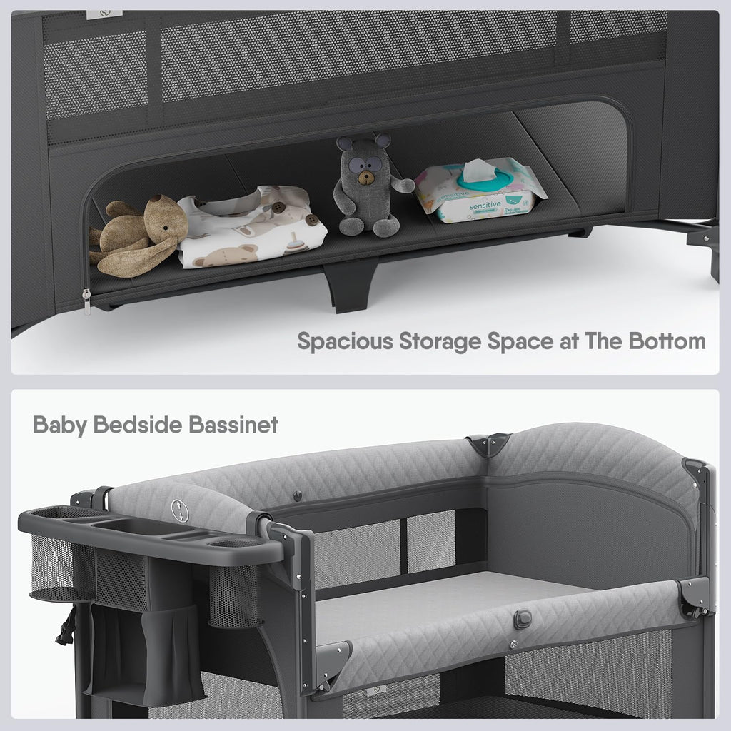 Baby Bassinet, Pack n Play, Bedside Crib Sleeper, Diaper Changer K777780