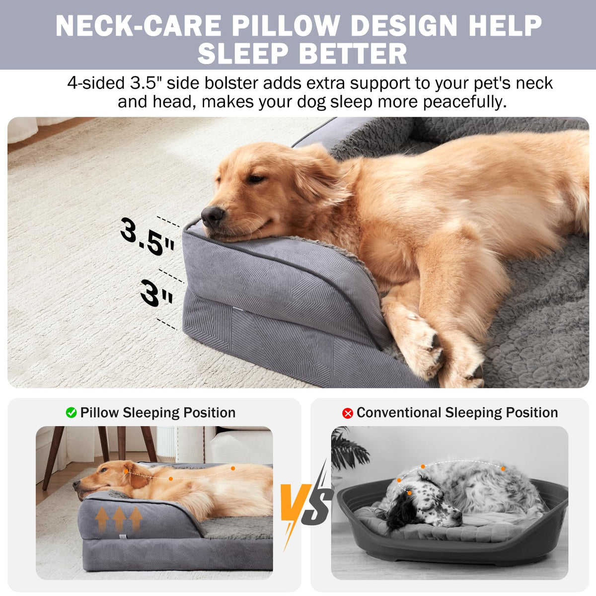 XL Washable Orthopedic Dog Sofa with Egg-Crate Foam S896120