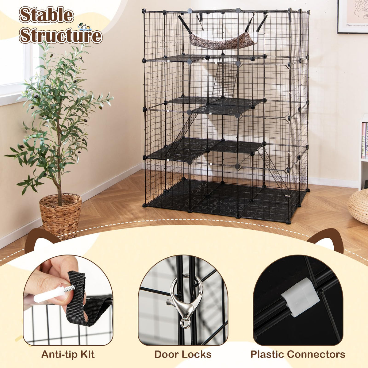 56" 4-Tier Cat Enclosure with Skylight H92825