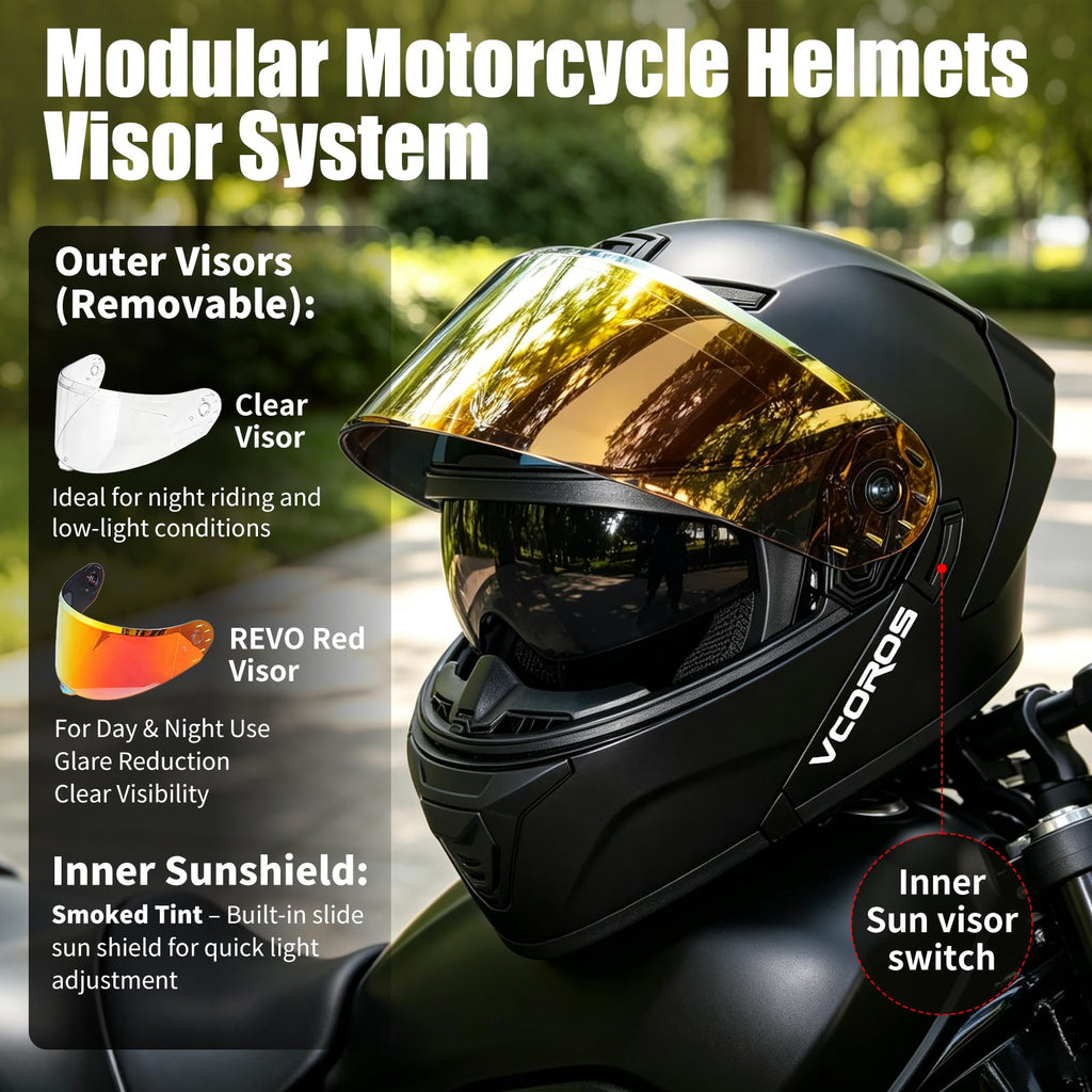 Flip Up Modular Motorcycle Helmet Dual Visor L157