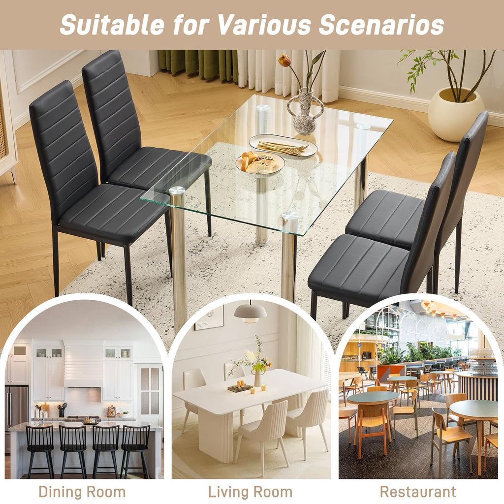Black PU Leather Dining Chairs Set of 4 I56476