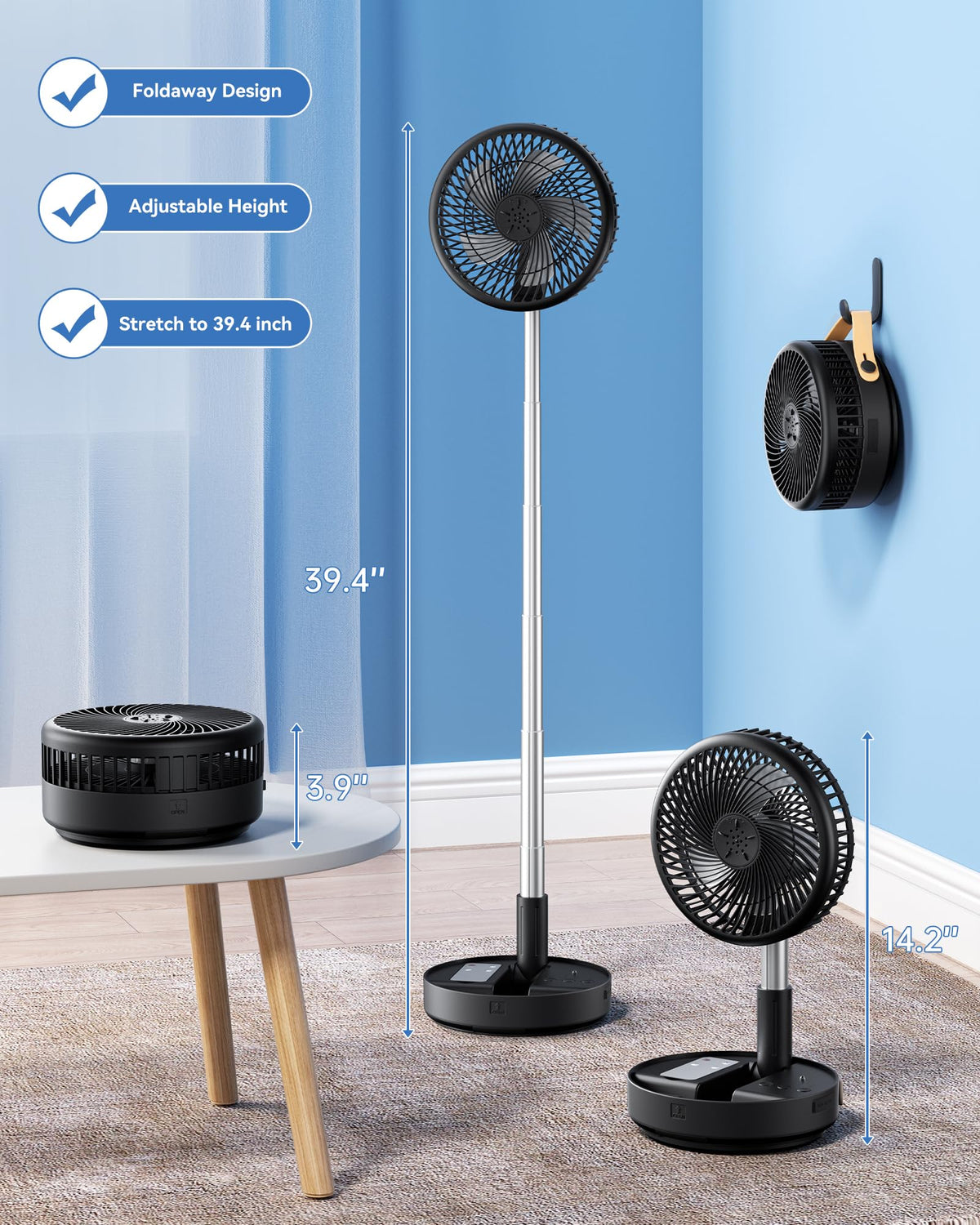 Portable Oscillating Travel Fan with Remote V44251