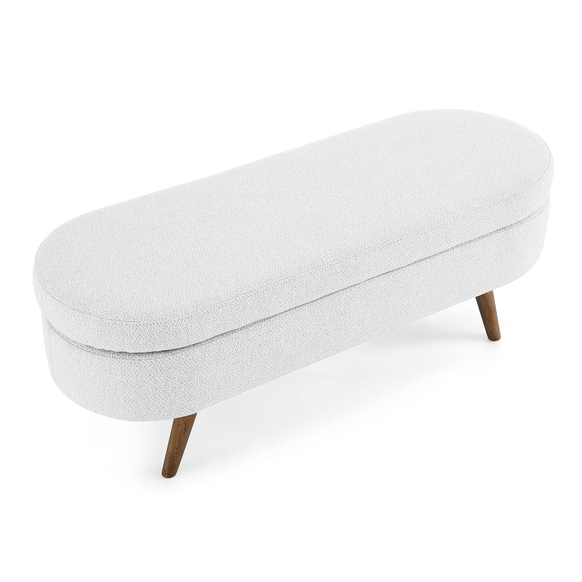 White Storage Bench with Rubber Wood Legs E35000