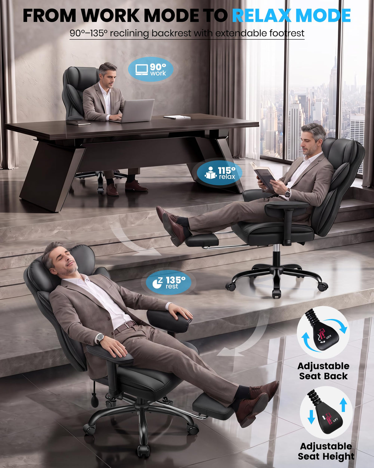 Office Chair with Adjustable Lumbar Support W7760