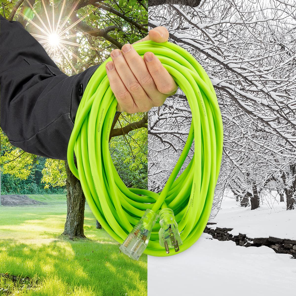 12/3 AWG SJTW 100 ft. Lighted Plug Indoor/Outdoor Extension Cord Z504