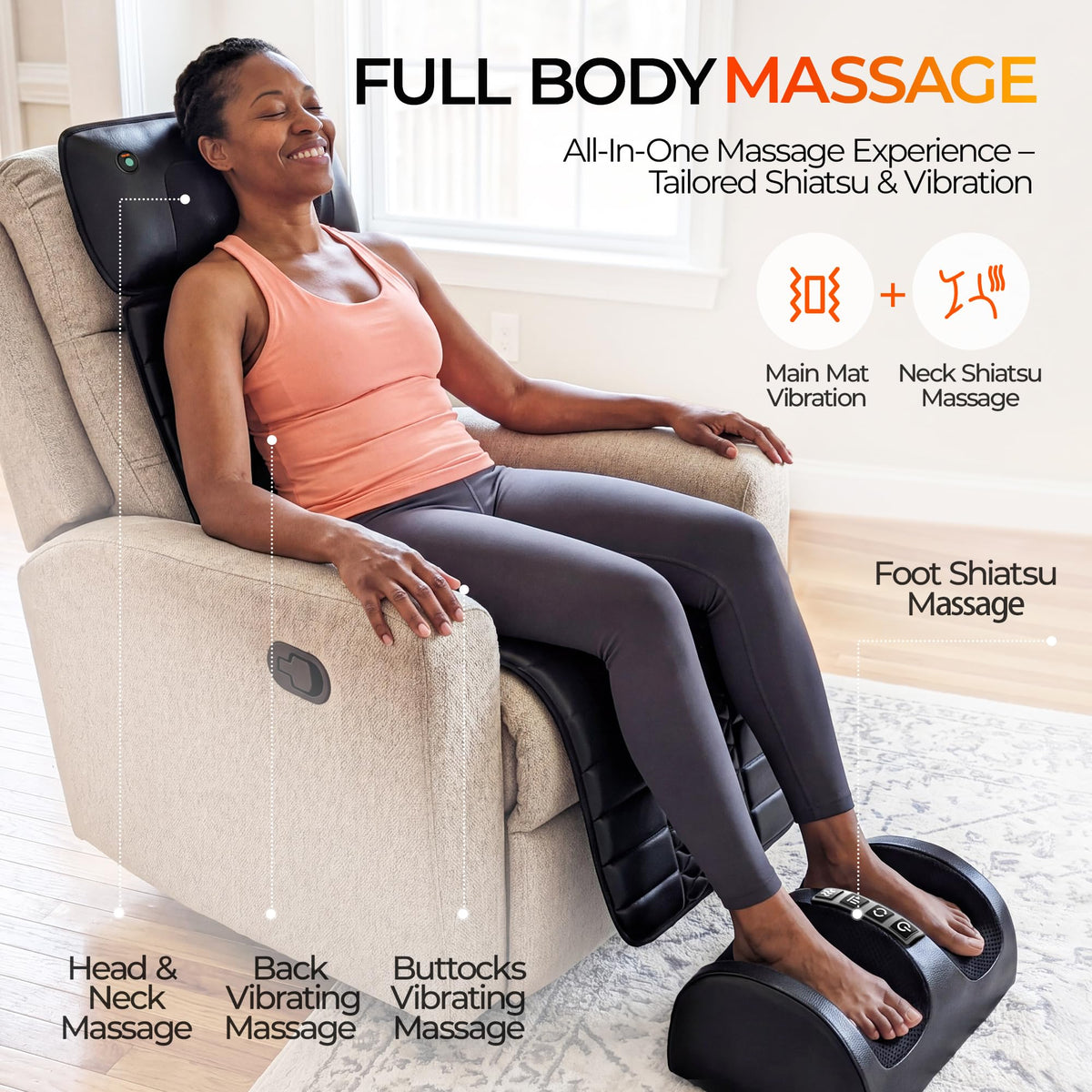 10 Motors Vibrating Heating Full Body Massage Mat Q7915