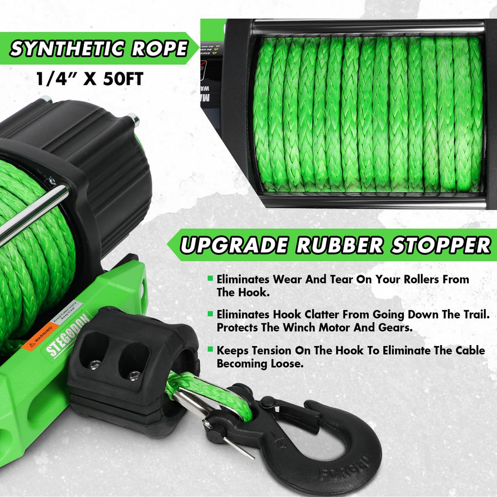 12V Electric Winch with Synthetic Rope and Wireless Remote Z698