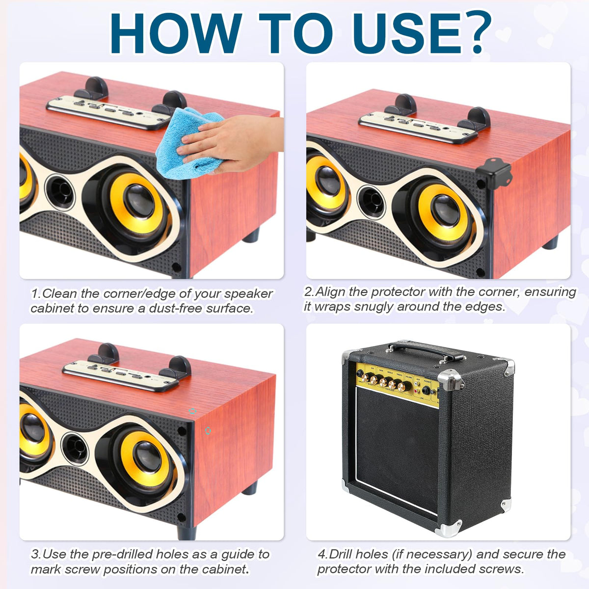 4 Pcs Metal Speaker Cabinet Corners Protector Z82326