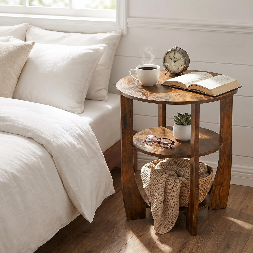 Rustic Brown 19.7 inch Round Side Table U504