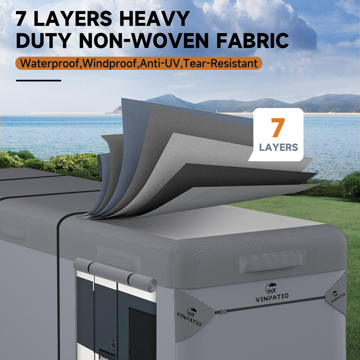 7 Layers Class A RV Cover with Straps K2448