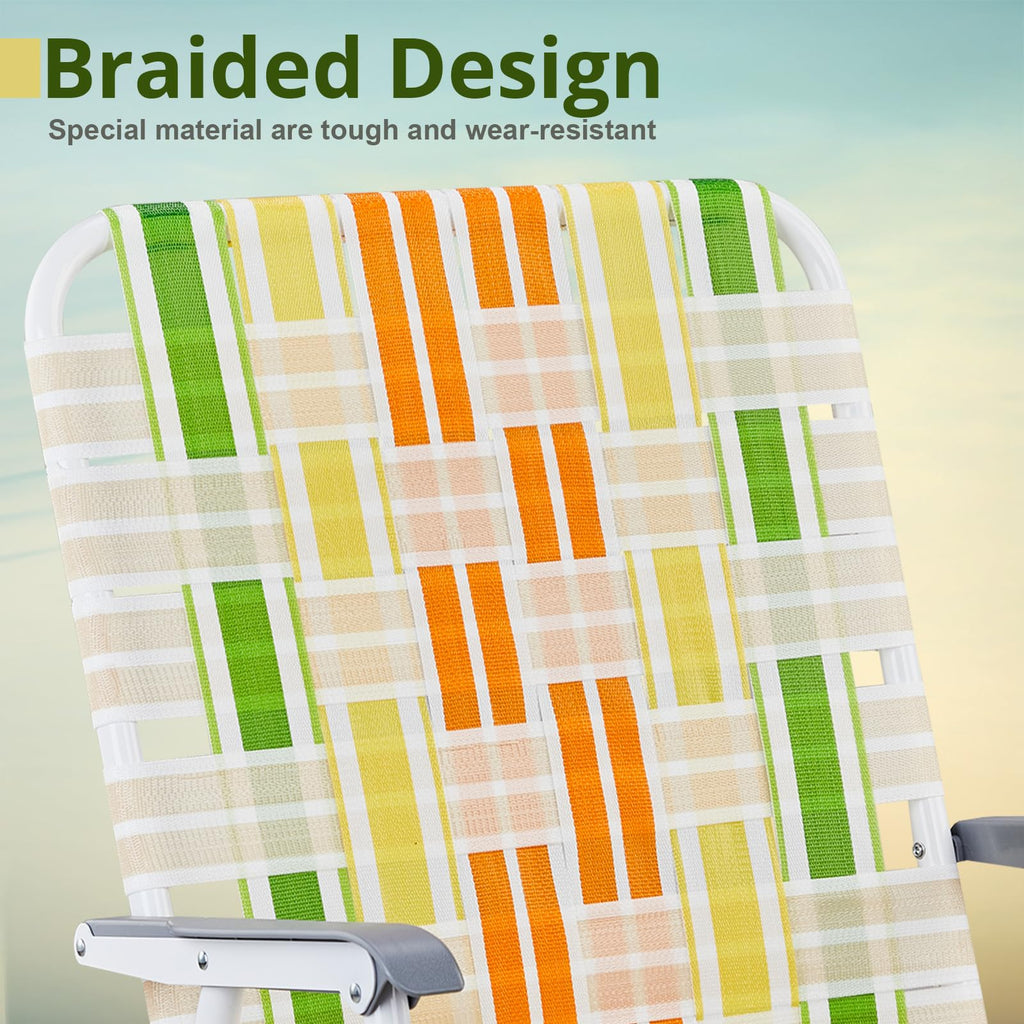 Set of 2 Yellow & Green Folding Patio Chairs X18448