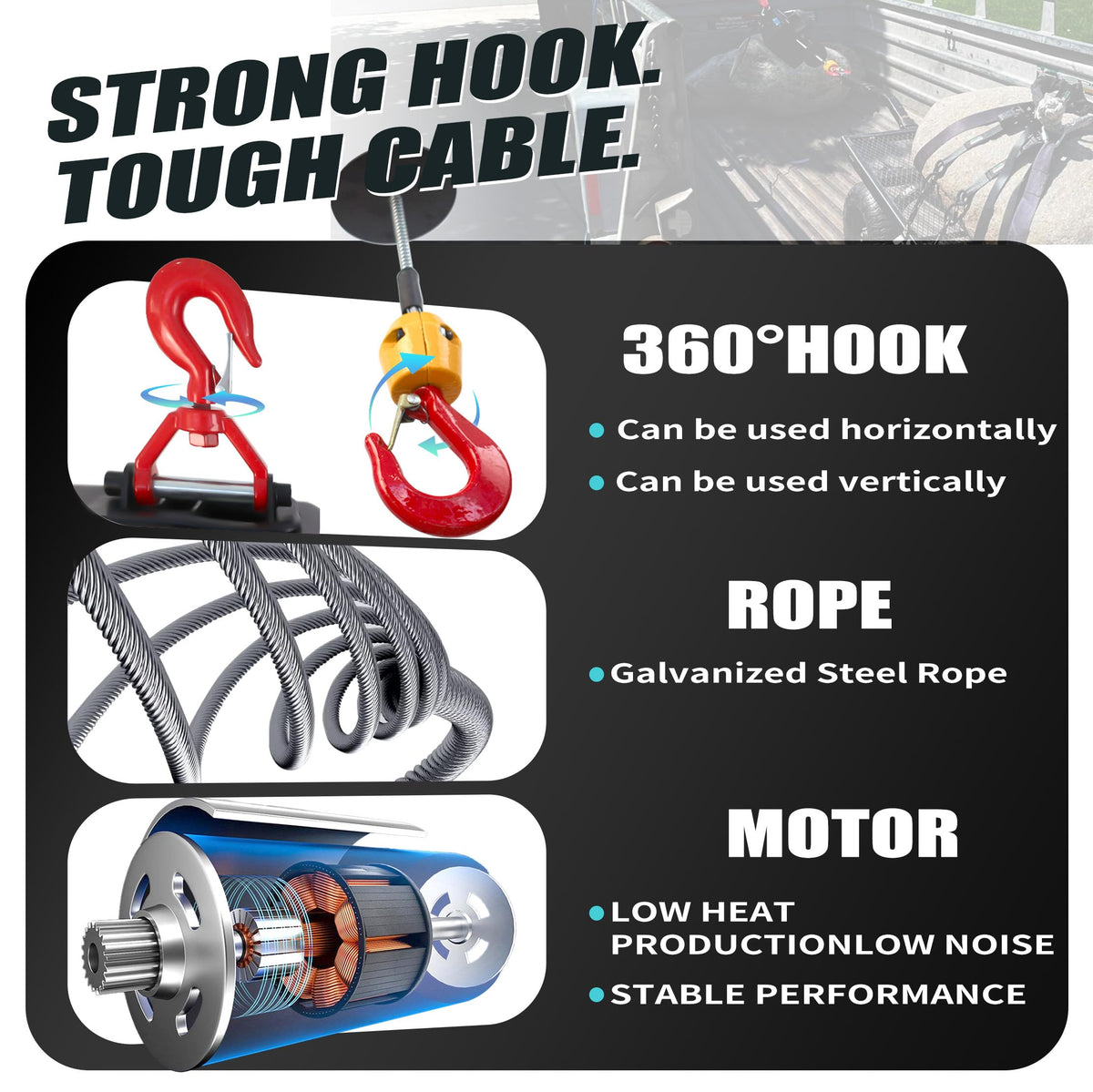 1500W 1500 lbs Electric Hoist Winch I20384