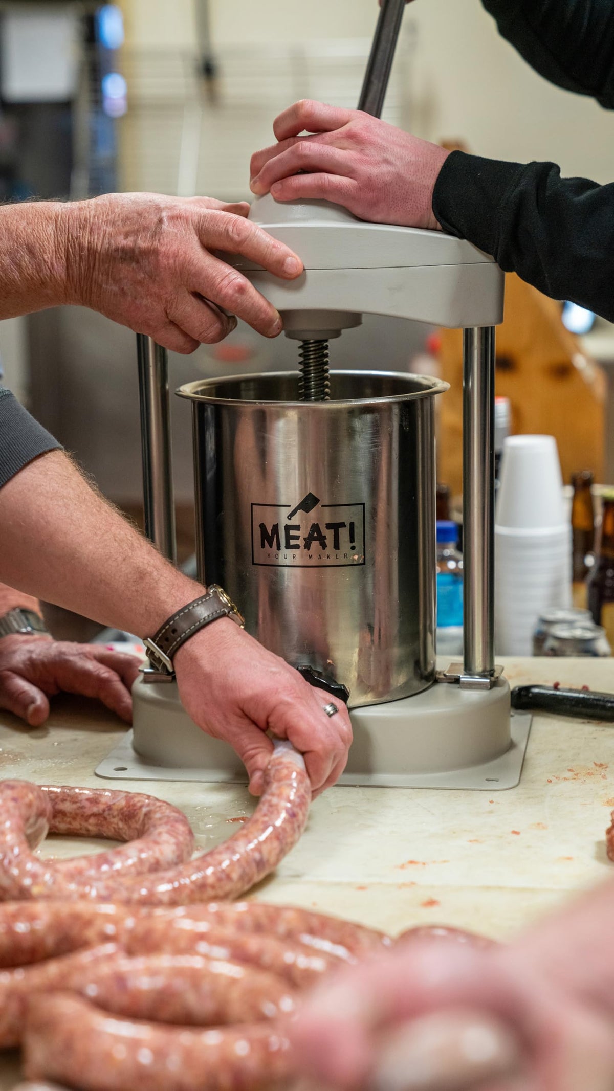 15 Pound Vertical Sausage Stuffer with Stainless Steel Gears B386601