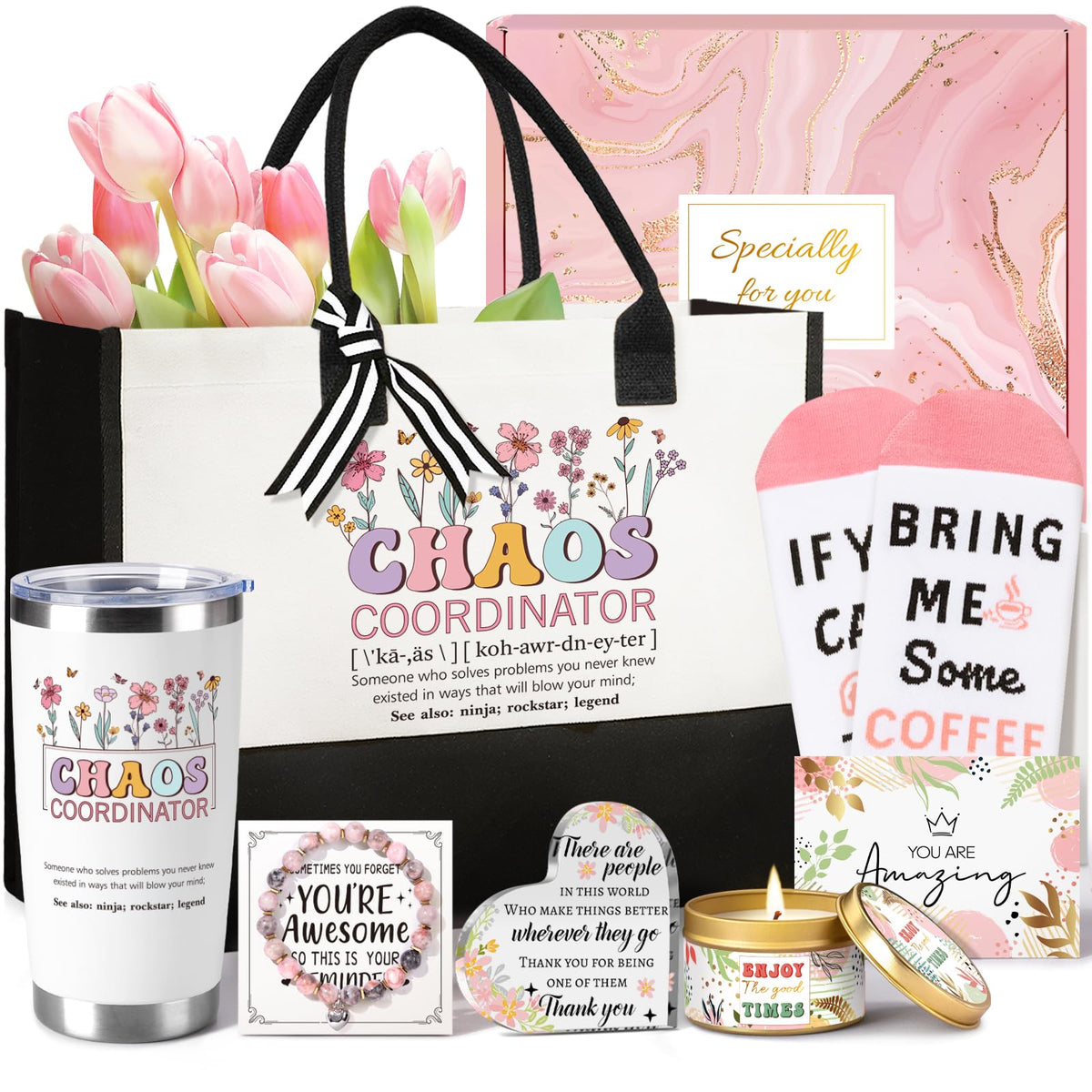 Appreciation Gift Basket with Tumbler Canvas Tote Bag R56507