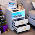 White Nightstand with Charging Station N34796