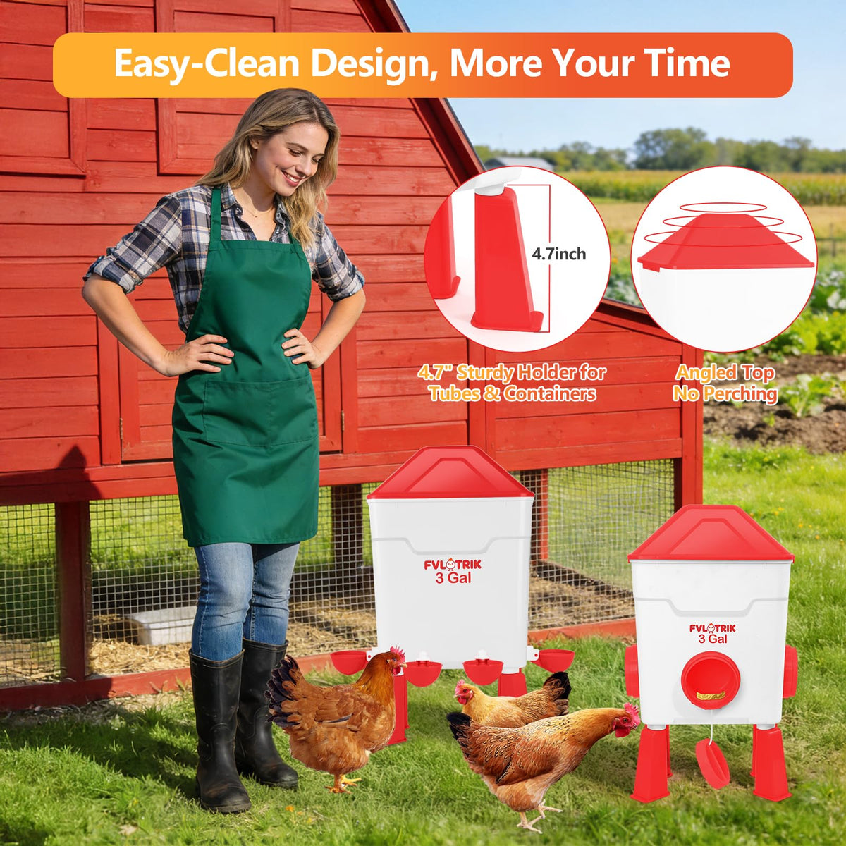 3 Gallon Chicken Waterer and Feeder Set V33390