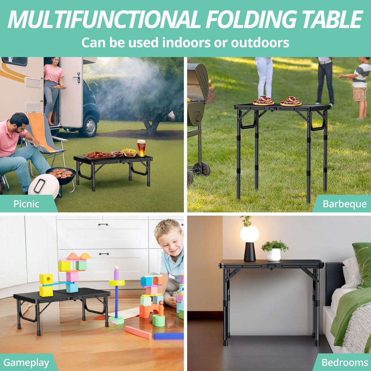 Folding Camping Table with Adjustable Height Q186