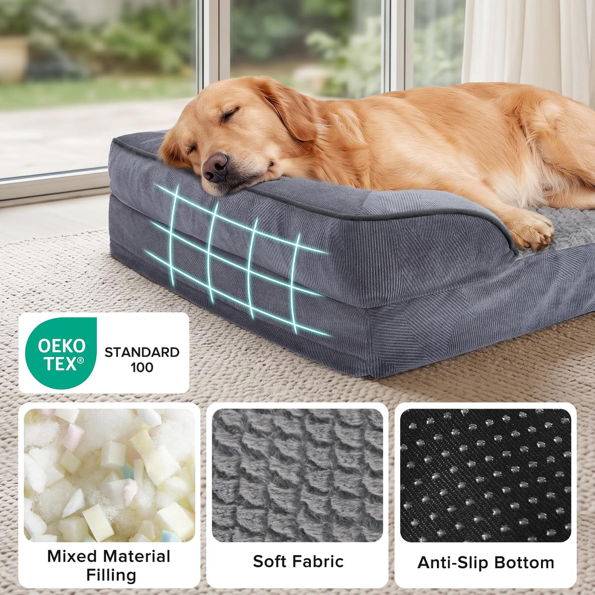 XL Washable Orthopedic Dog Sofa with Egg-Crate Foam S896120