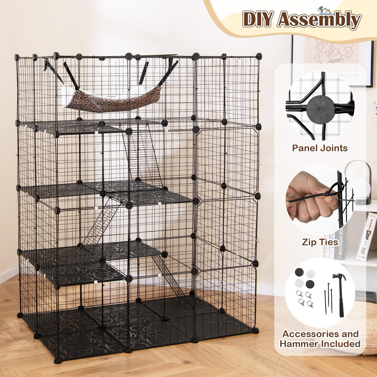56" 4-Tier Cat Enclosure with Skylight H92825