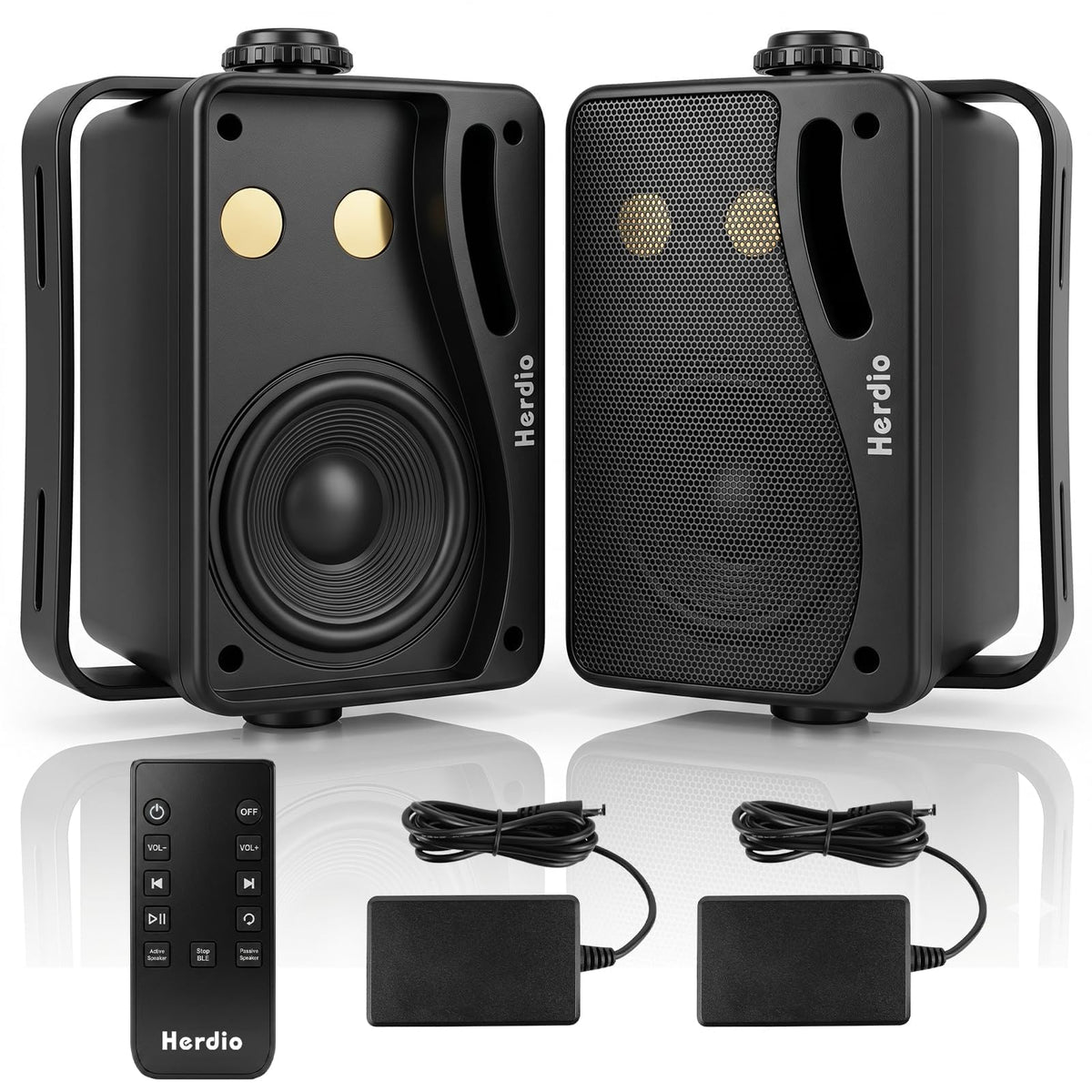 3.5" 200W Outdoor Bluetooth Speakers, IP44 Waterproof, Black, 2-Pack B69644
