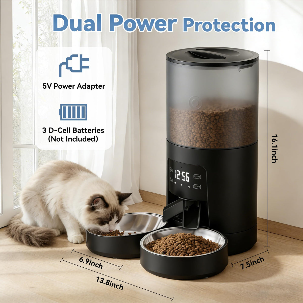 Automatic Cat Feeder 6L Black E6986