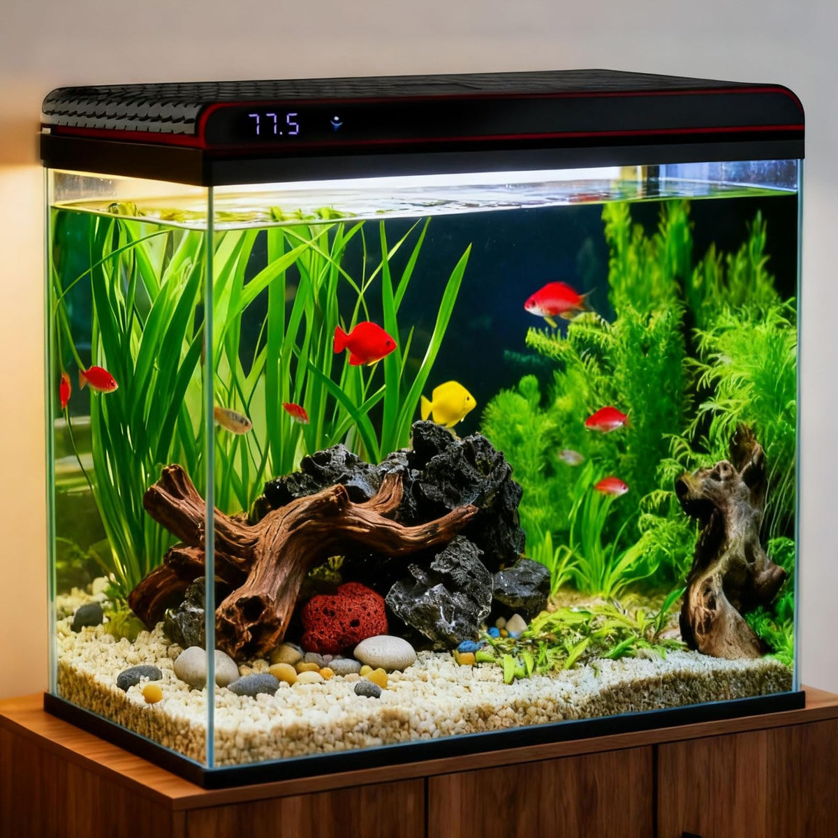 20 Gallon Glass Fish Tank Aquarium Starter Kit with LED Lights Filter Pump C8308