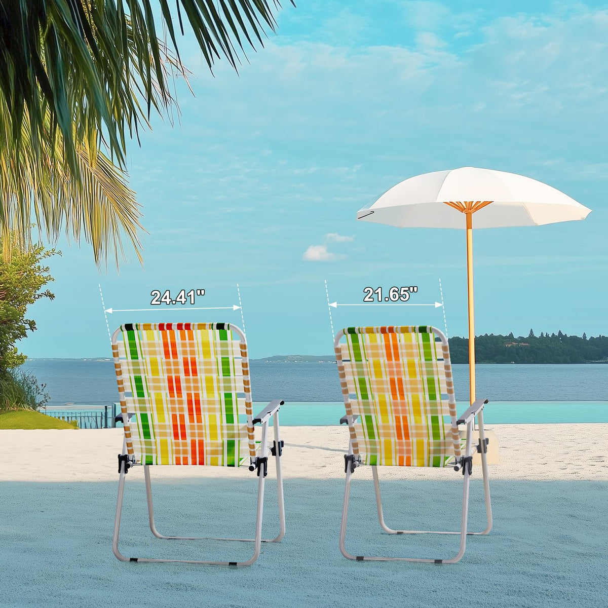 Set of 2 Yellow & Green Folding Patio Chairs X18448